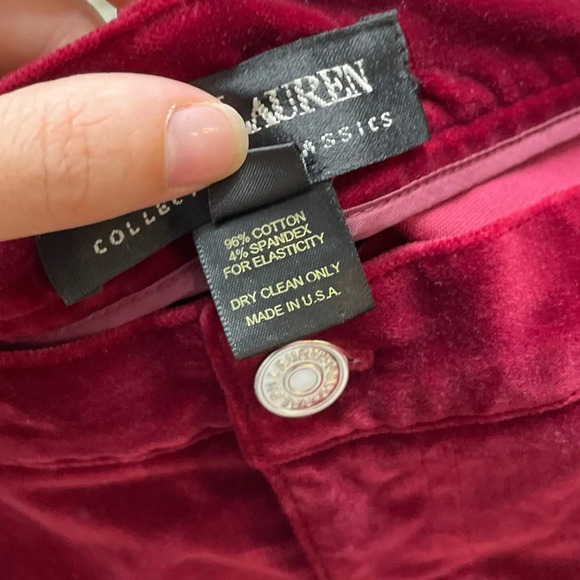 Ralph Lauren Black Label Burgundy Red Velvet Straight Leg Pants - Picture 4 of 13